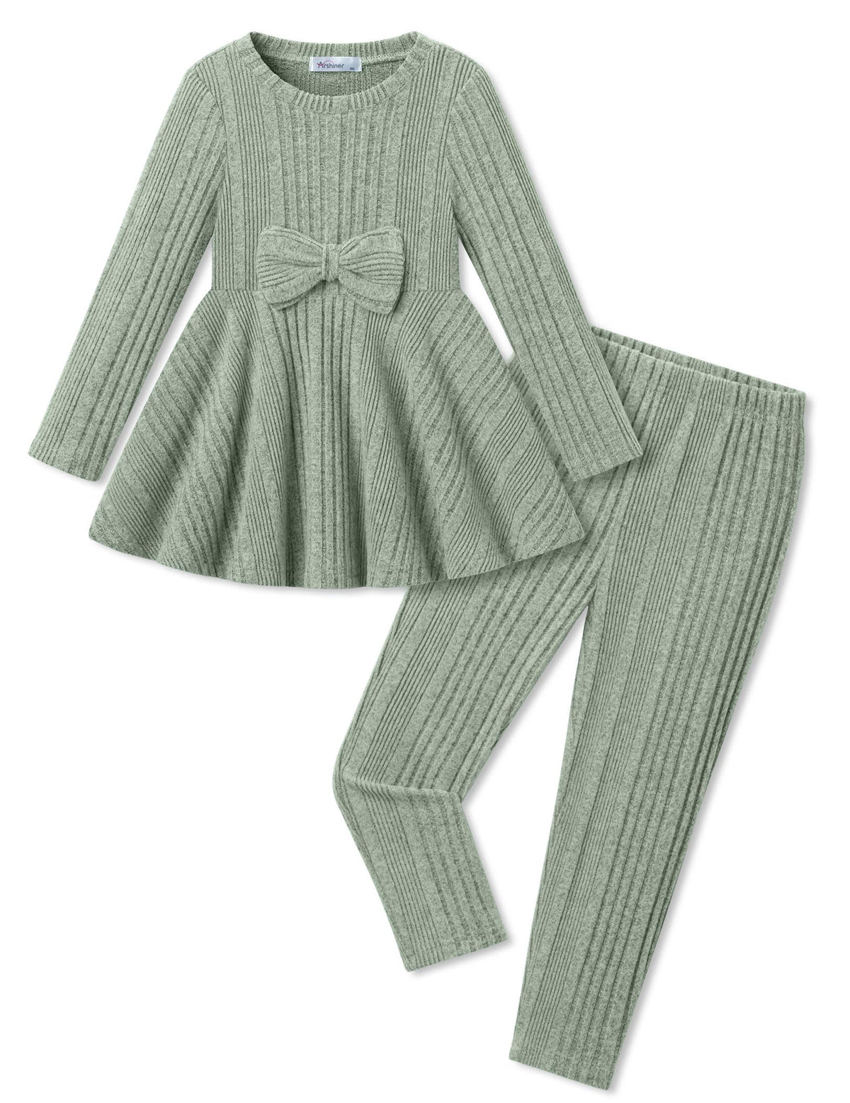 Girls 2 Piece Outfits Ribbed Knit Top and Pant Sets Kids Clothes Dailywear