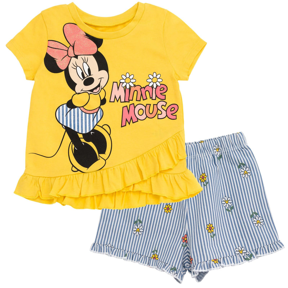 Disney Minnie Mouse Girls' 2-Piece Graphic T-Shirt and Shorts Set