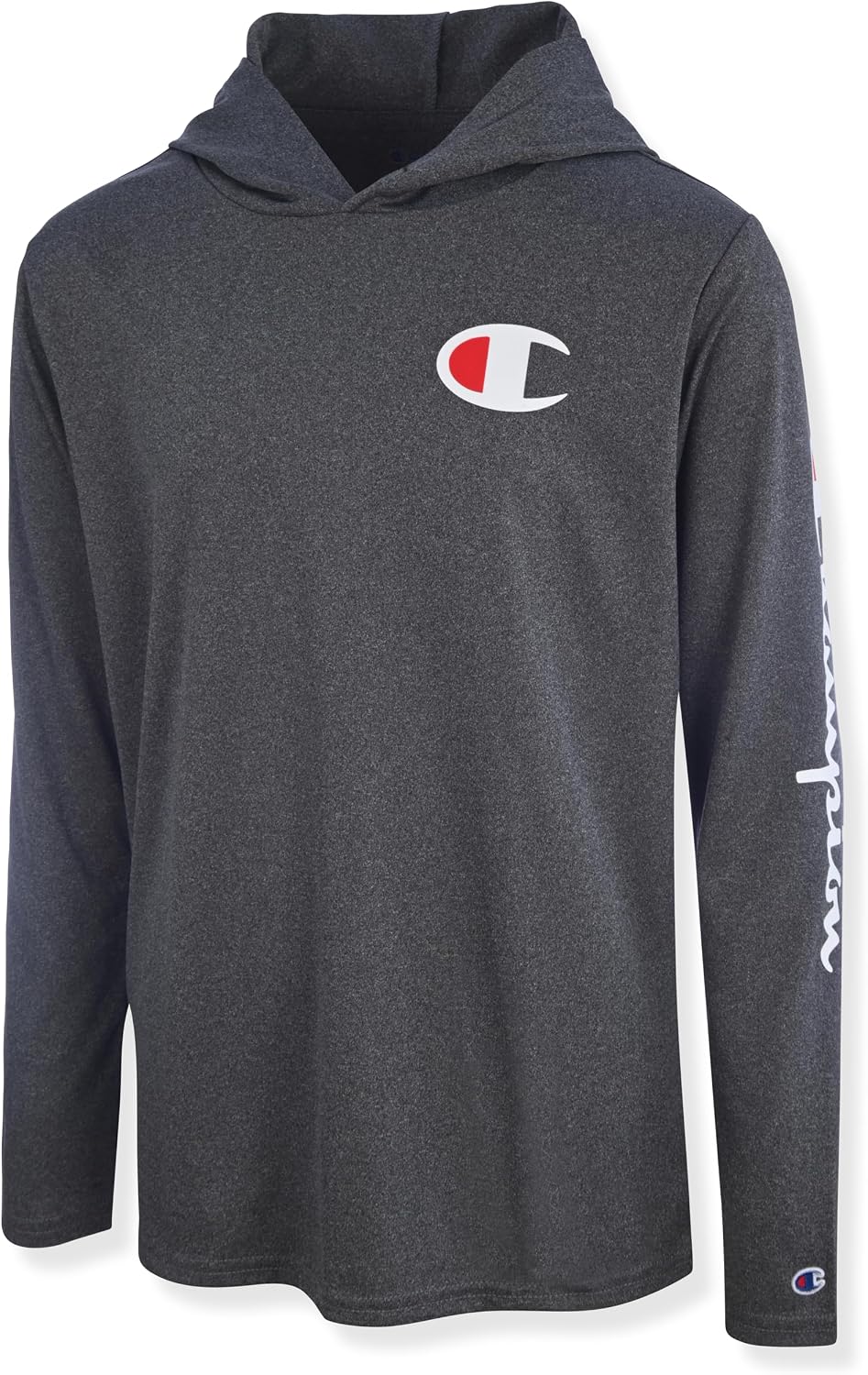 Champion Boys Long Sleeve Hooded Tee Shirt Lightweight Tech Fabric Athletic T-Shirt for Kids