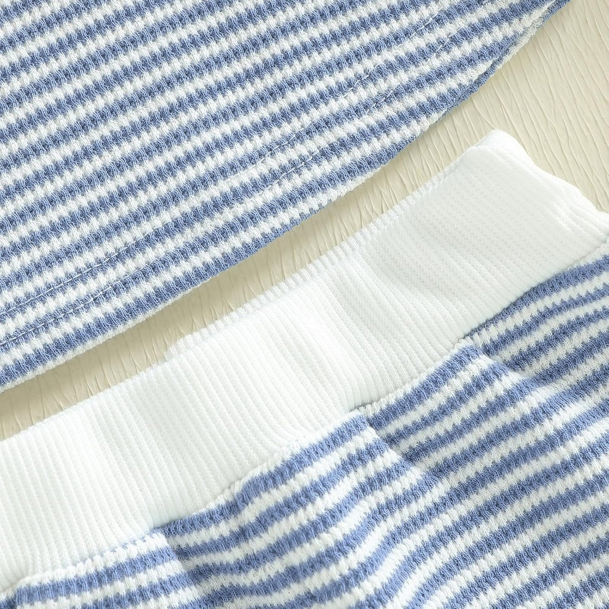 Kupretty Toddler Baby Boy Stripe Waffle Sleeveless Shirt Shorts Set