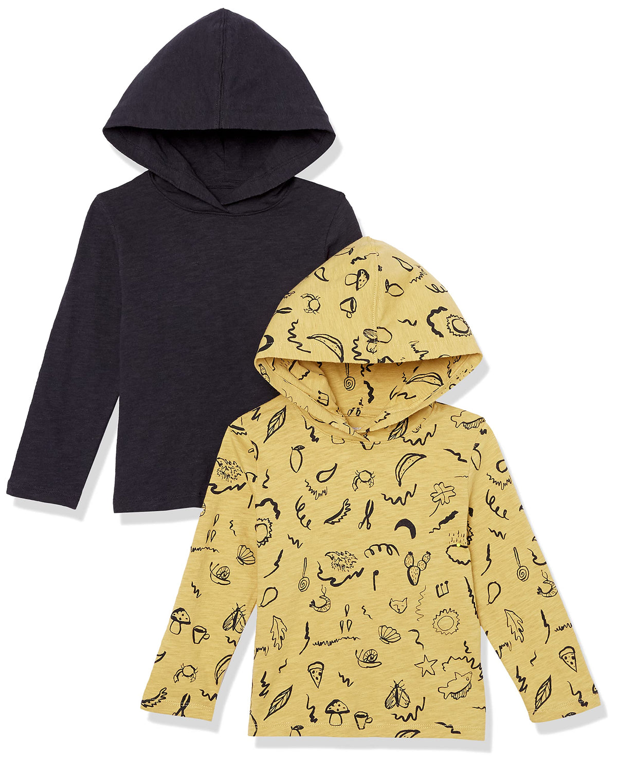 Amazon Essentials Boys and Toddlers' Lightweight Long-Sleeve Hooded T-Shirt, Pack of 2