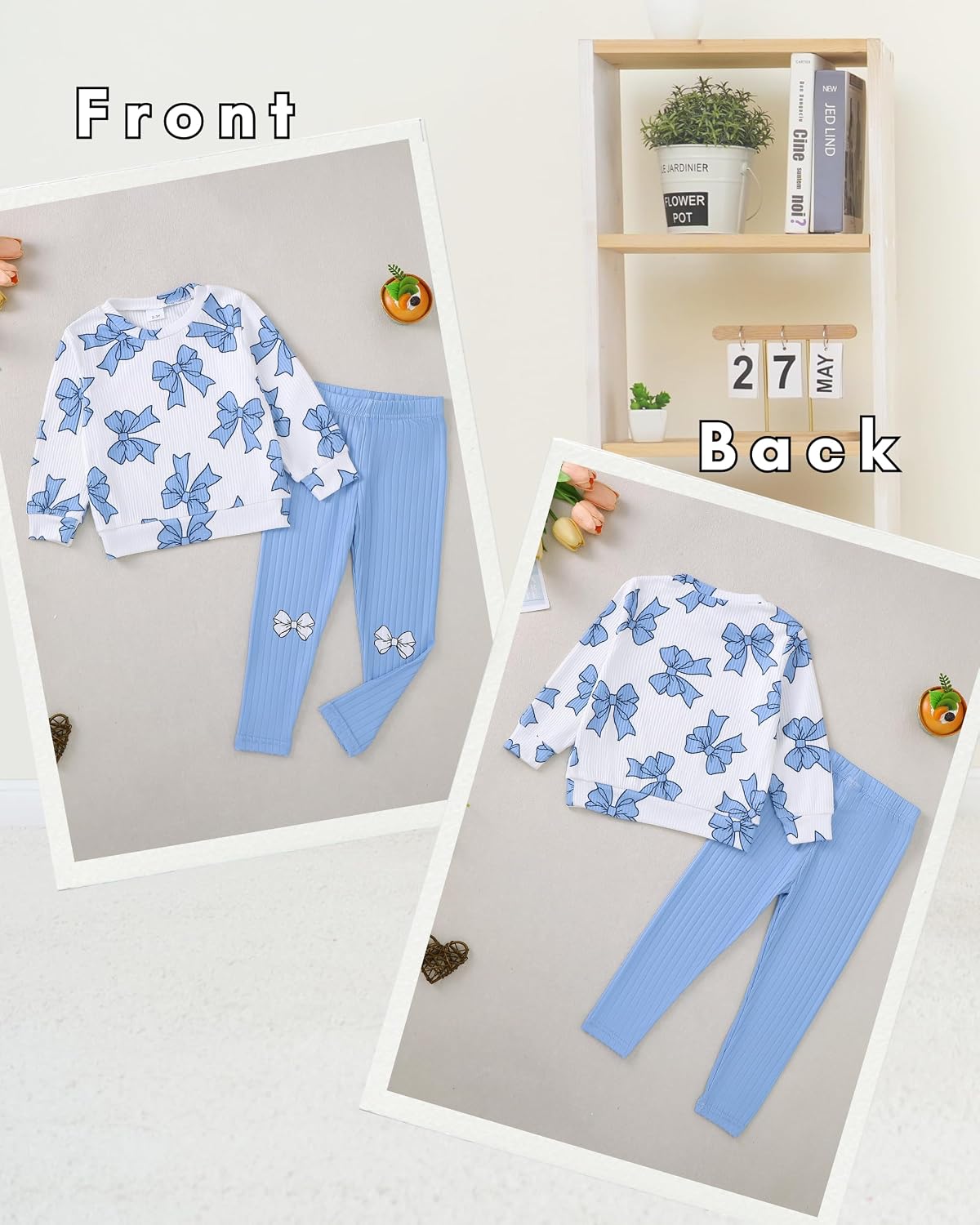 SODLON Girls Clothes Little Girl Fall Winter Leggings Pants Outfits 2-7Y