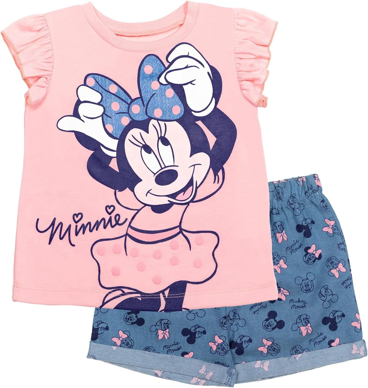 Disney Minnie Mouse Girls' 2-Piece Graphic T-Shirt and Shorts Set