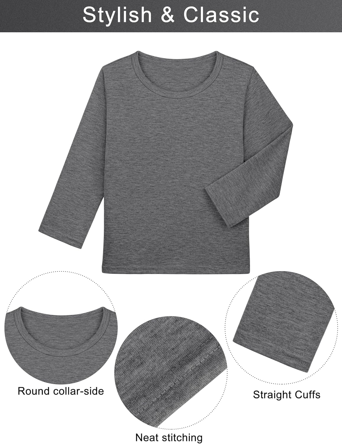 Cooraby 5 Pack Boy and Toddlers Long Sleeve Shirts Kids Top Tees Shirts