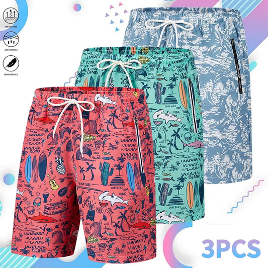Men's 3-Pack Athletic Shorts - Bold Multi-Colored, Breathable Cool Summer Bottoms for Home, Daily Wear (Size XL), Bold Multi-Colored Men's Shorts