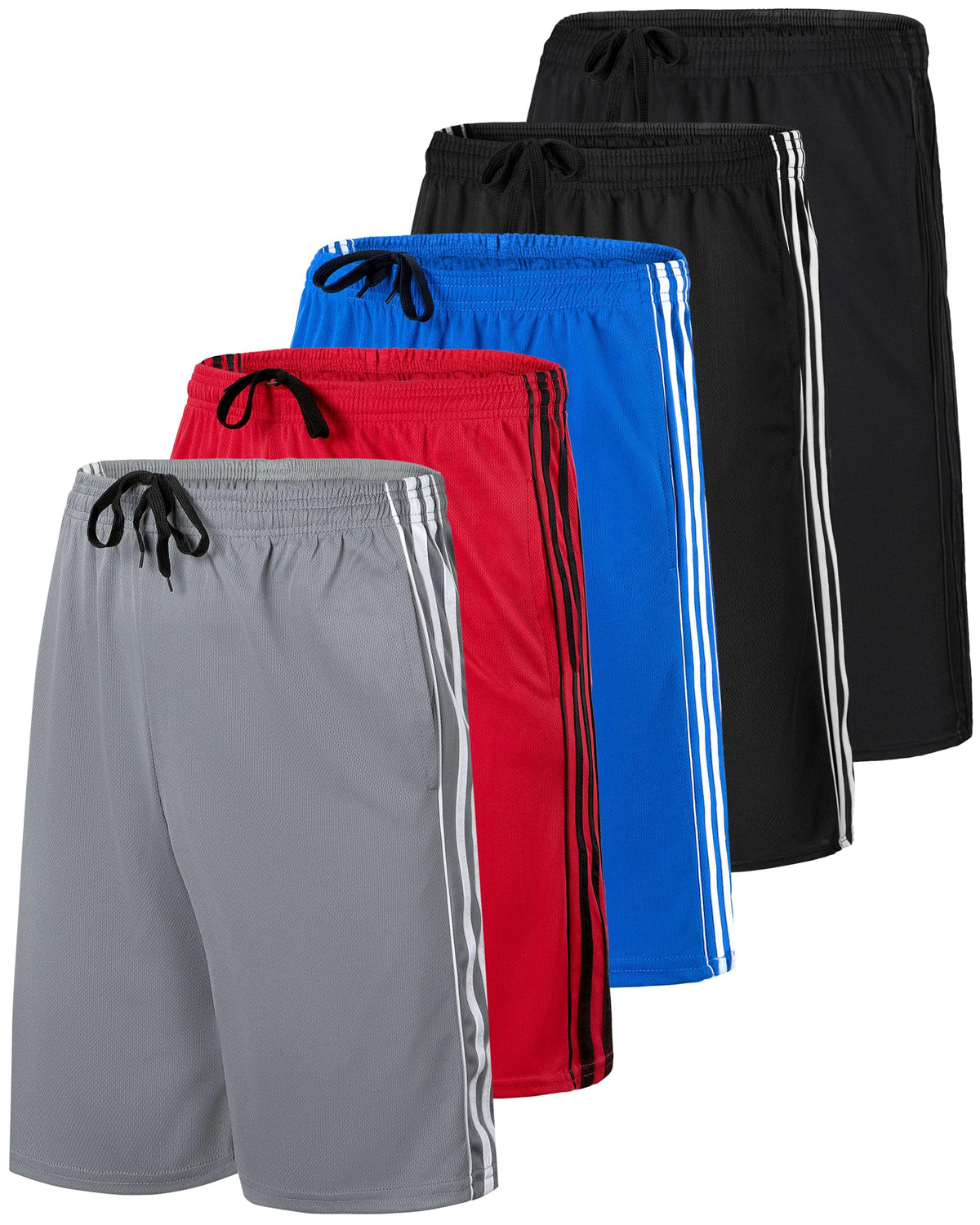 5 Pack Boys' Mesh Athletic Shorts Basketball Kids Soccer Sports Pockets
