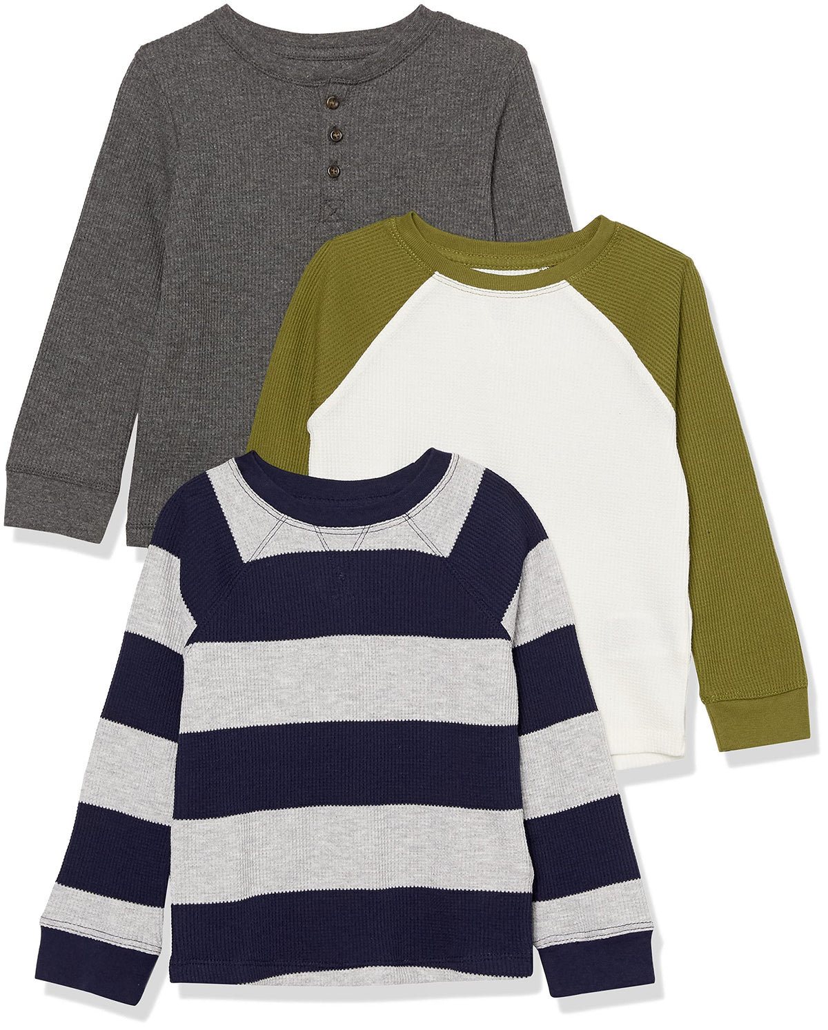Amazon Essentials Boys and Toddlers' Long-Sleeve Cotton Thermal T-Shirt, Base Layer, Pack of 3