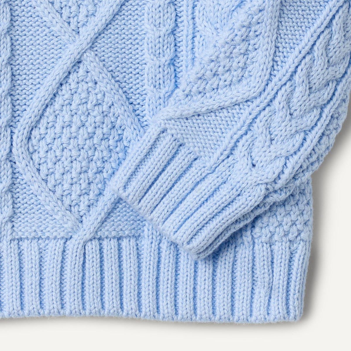 Amazon Essentials x Sofia Grainge Babies, Toddlers and Boys' Cotton Cable Design Crewneck Sweater with Ribbing