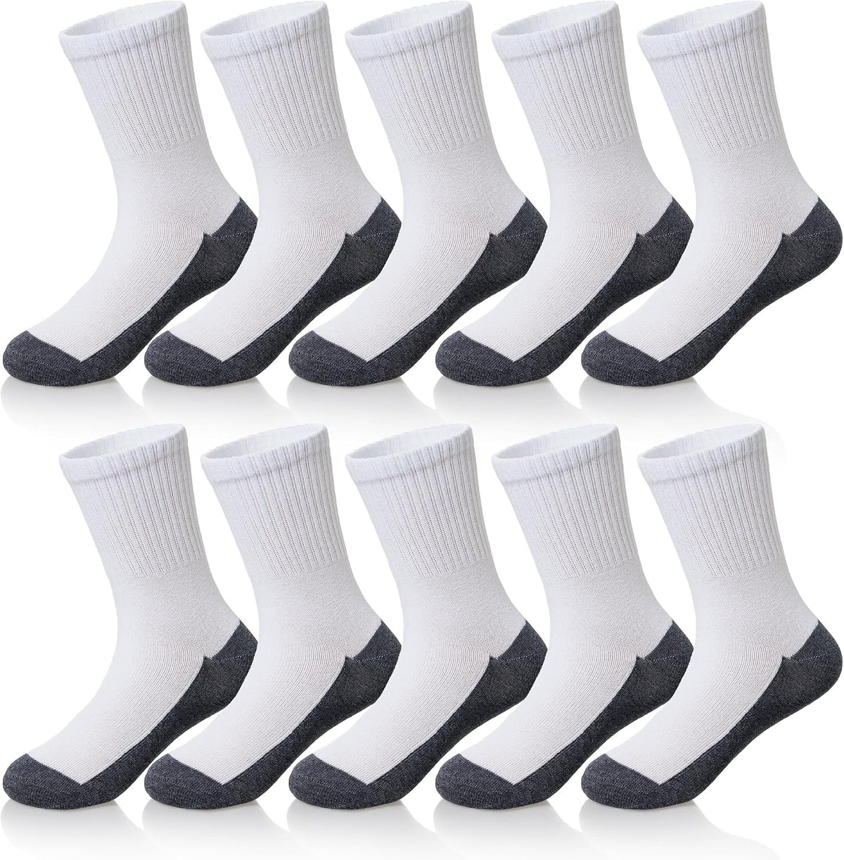 Kids Classics Crew Socks 10 Pairs Child Boy Girls Athletic Cotton Basic School Uniform Breathable Casual Sports Socks