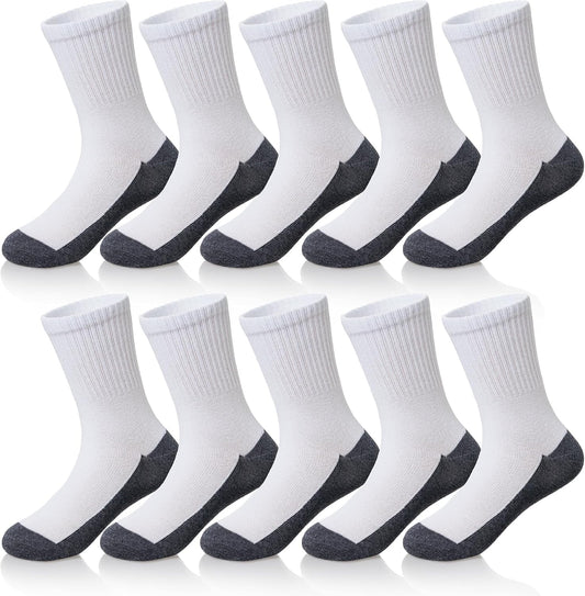 Kids Classics Crew Socks 10 Pairs Child Boy Girls Athletic Cotton Basic School Uniform Breathable Casual Sports Socks