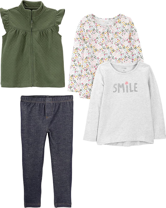 Simple Joys by Carter's Girls 4 piece Playwear Set