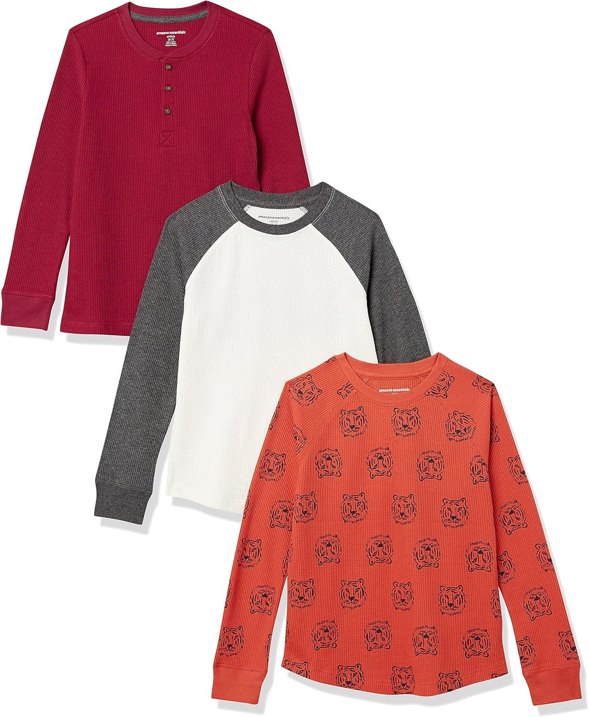 Amazon Essentials Boys and Toddlers' Long-Sleeve Cotton Thermal T-Shirt, Base Layer, Pack of 3