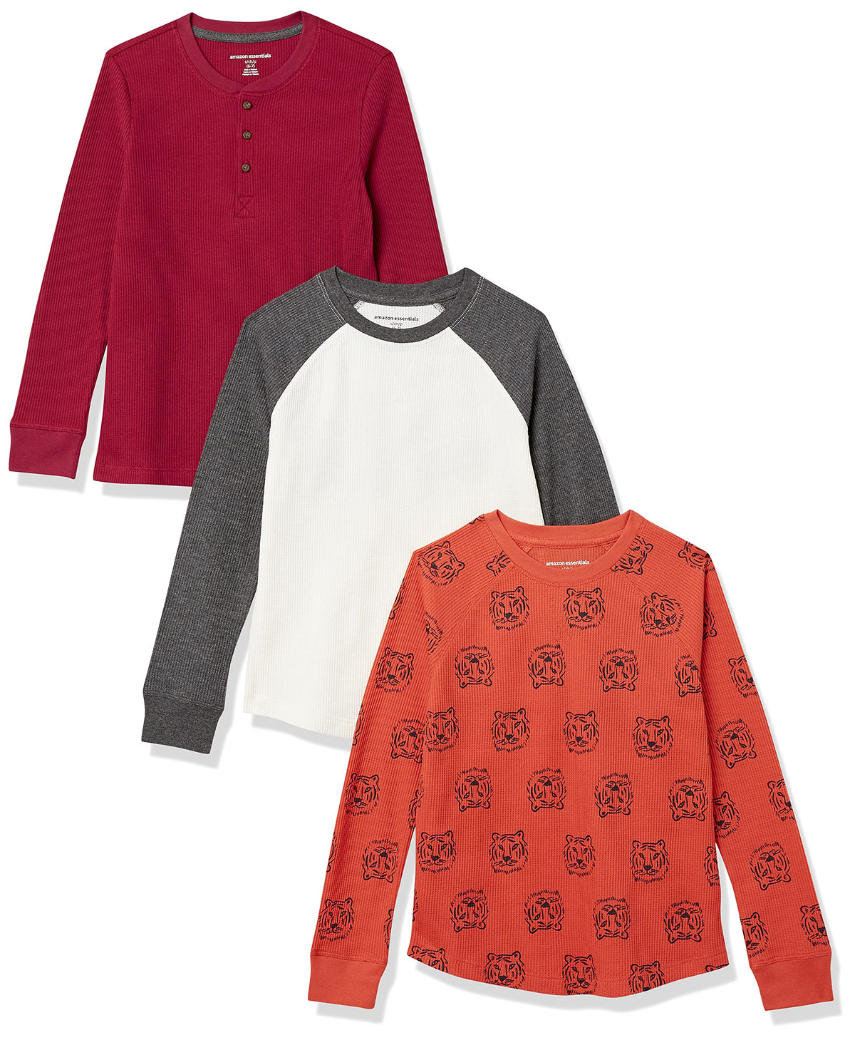 Amazon Essentials Boys and Toddlers' Long-Sleeve Cotton Thermal T-Shirt, Base Layer, Pack of 3