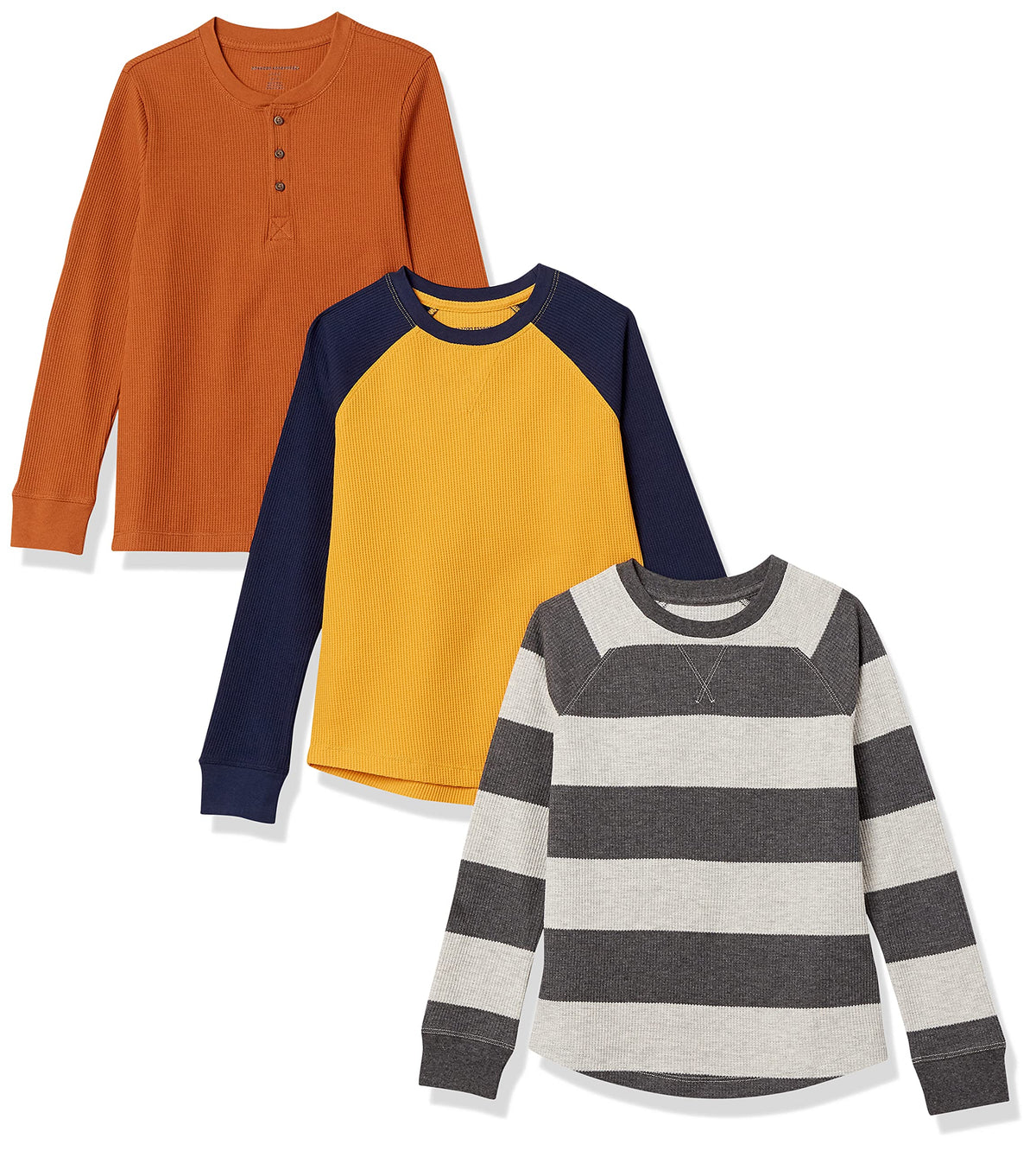 Amazon Essentials Boys and Toddlers' Long-Sleeve Cotton Thermal T-Shirt, Base Layer, Pack of 3