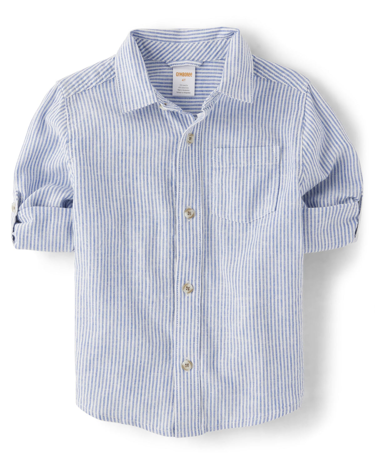 Gymboree boys And Toddler Long Sleeve Linen Button Up Shirt