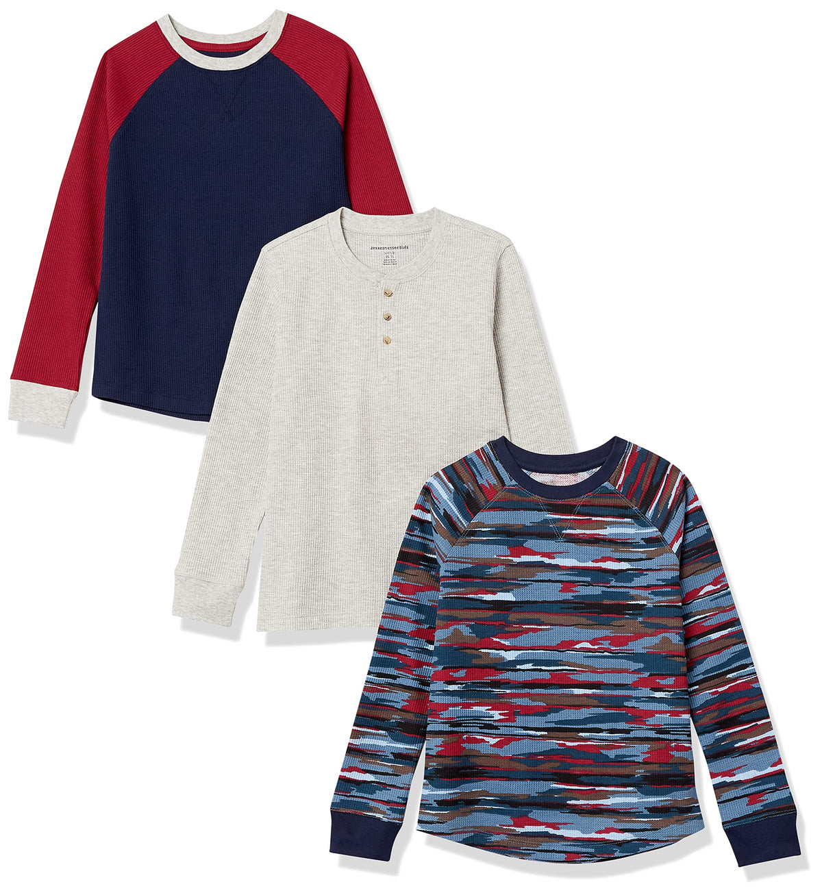 Amazon Essentials Boys and Toddlers' Long-Sleeve Cotton Thermal T-Shirt, Base Layer, Pack of 3