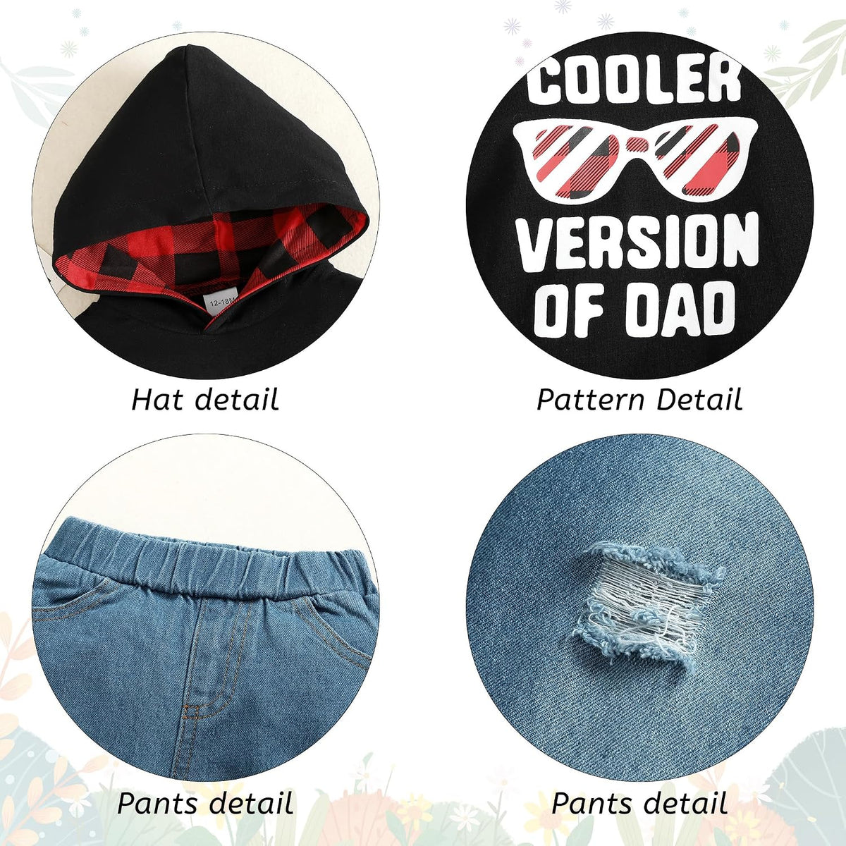 YALLET Toddler Boy Clothes Fall Winter Hoodie Top Ripped Jeans Outfit 1-5T