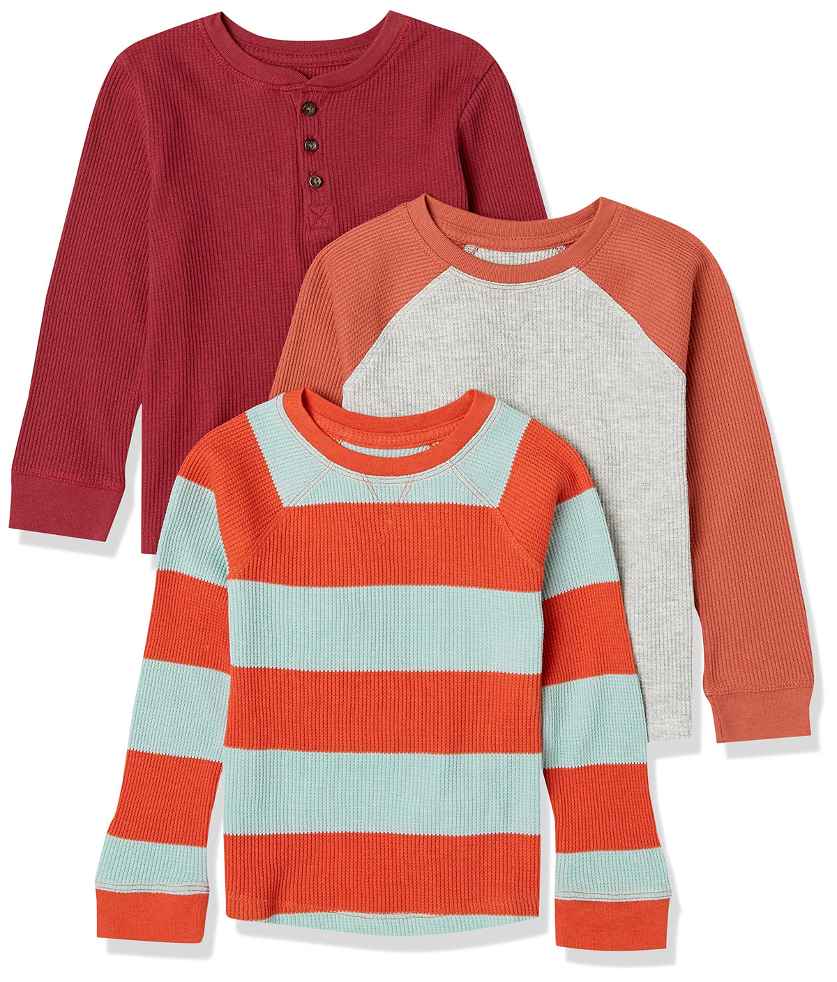 Amazon Essentials Boys and Toddlers' Long-Sleeve Cotton Thermal T-Shirt, Base Layer, Pack of 3