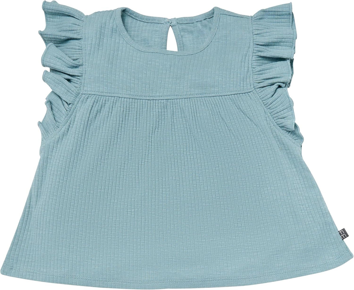 Modern Moments by Gerber Baby Girls' 4-piece Set (2 Flutter Sleeve Top & 2 Ruffle Wide Leg Short)