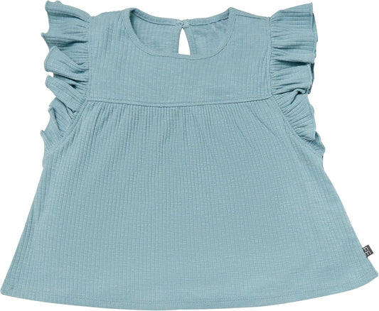 Modern Moments by Gerber Baby Girls' 4-piece Set (2 Flutter Sleeve Top & 2 Ruffle Wide Leg Short)