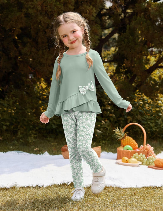 Arshiner Toddler Girl Clothes Fall Outfit Long Sleeve Tops Leggings Set