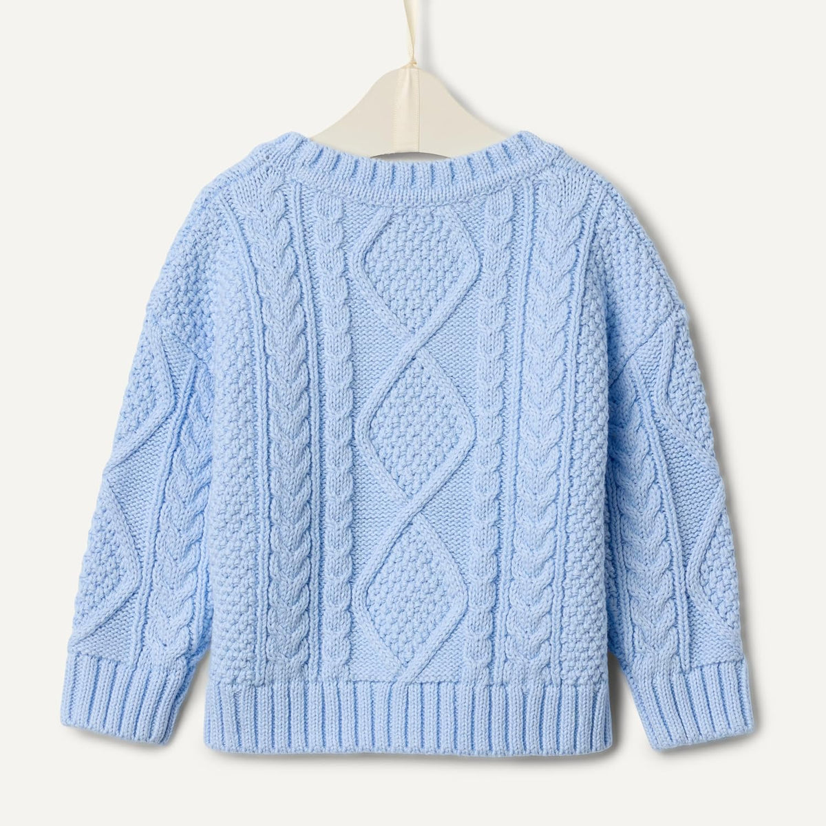 Amazon Essentials x Sofia Grainge Babies, Toddlers and Boys' Cotton Cable Design Crewneck Sweater with Ribbing