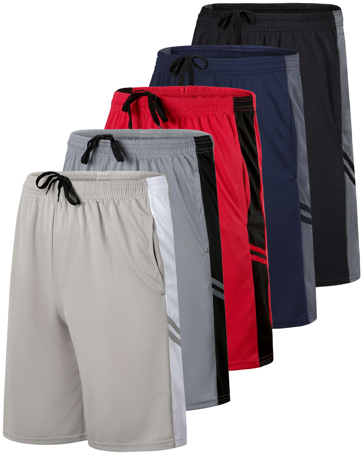 5 Pack Boys' Mesh Athletic Shorts Basketball Kids Soccer Sports Pockets