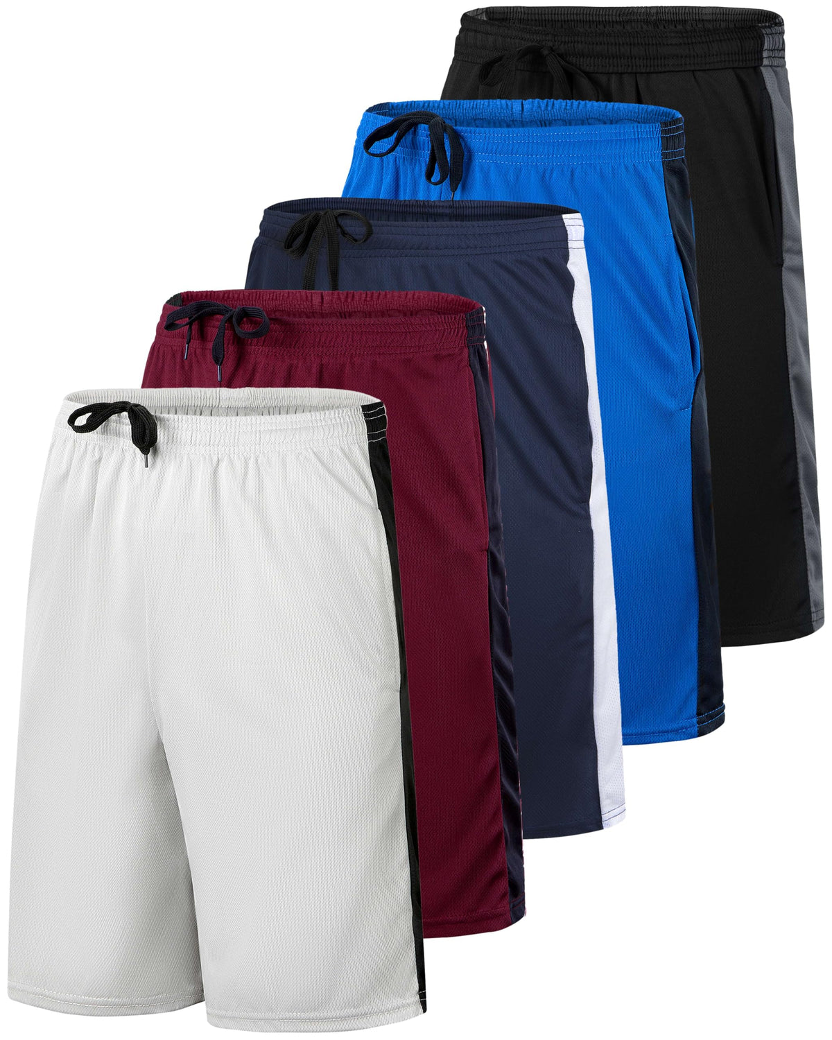 5 Pack Boys' Mesh Athletic Shorts Basketball Kids Soccer Sports Pockets