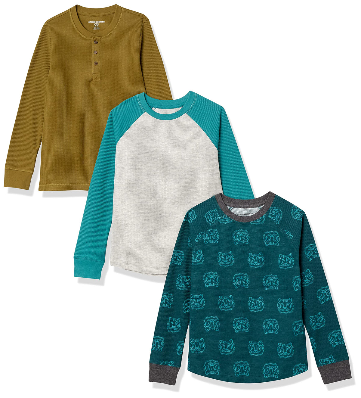 Amazon Essentials Boys and Toddlers' Long-Sleeve Cotton Thermal T-Shirt, Base Layer, Pack of 3