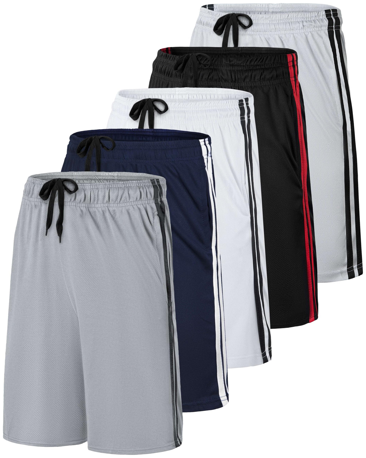 5 Pack Boys' Mesh Athletic Shorts Basketball Kids Soccer Sports Pockets