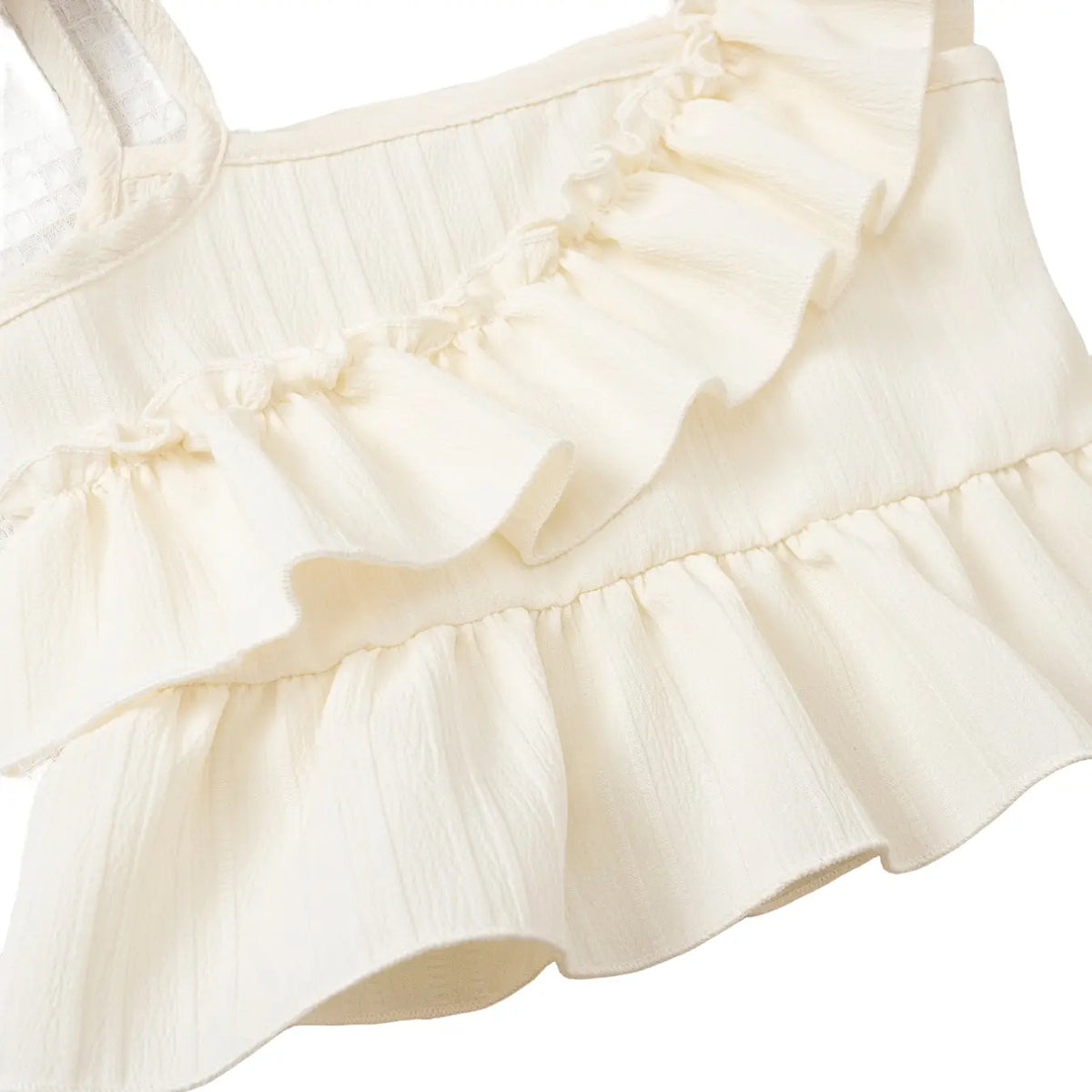 Girls' Summer New Ruffle Strap Wide Leg Pants Set, Sleeveless Top with Multi-Layer Ruffles, Solid Color, Sweet Casual Style, Ages 3-8, Clothes Kids