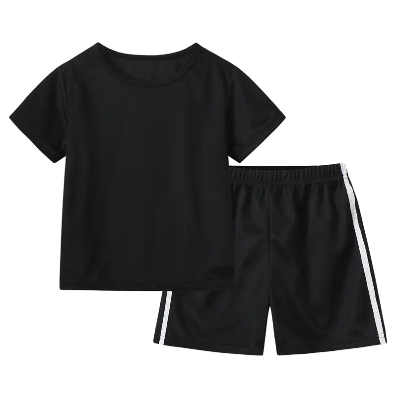 #SummerVibes Boys' 6-Piece Sporty Chic Summer Outfit Set, Kids Clothing Boys, Elastic Loose Cut Solid Color Short Sleeves & Casual Wear Shorts, Boys Clothing, Elastic Waist