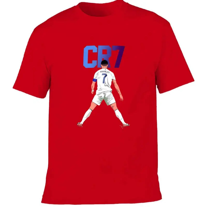 [Football Style T-Shirt] Boys'  Casual Short Sleeve T-Shirt ,CR7 Soccer Graphic Print   - Lightweight Breathable Training Top with Stretch Fabric,   Machine Washable Youth Sports Apparel for Everyday & Outdoor Play Best Gift for Boys and Girls