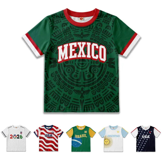 Kids Soccer T-shirt Boys Girls Summer Tee Sport Fans Casual Top Country Graphic Print Tshirt Graphic Printed Tees Cool Graphic Tee