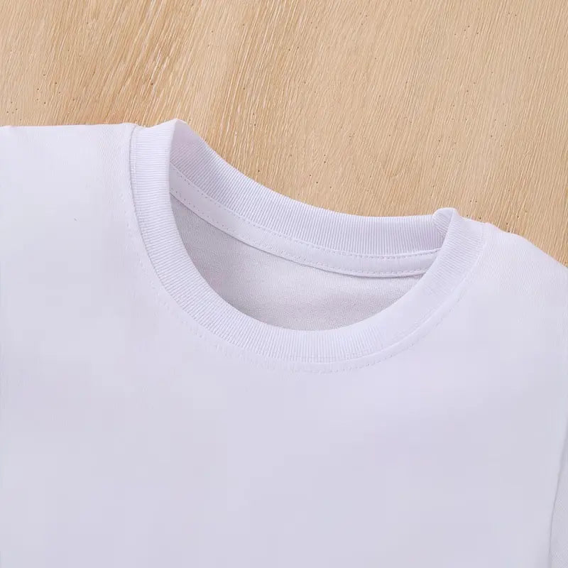 White Hello 3rd Grade Back To School T-Shirt For Kids, Cute Pencil Heart Graphic Print, Short Sleeve Crew Neck Tee For Boys Girls Elementary Students