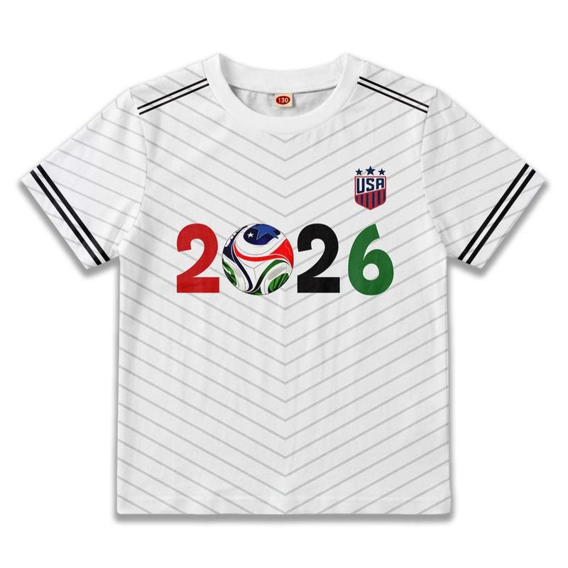 Kids Soccer T-shirt Boys Girls Summer Tee Sport Fans Casual Top Country Graphic Print Tshirt Graphic Printed Tees Cool Graphic Tee