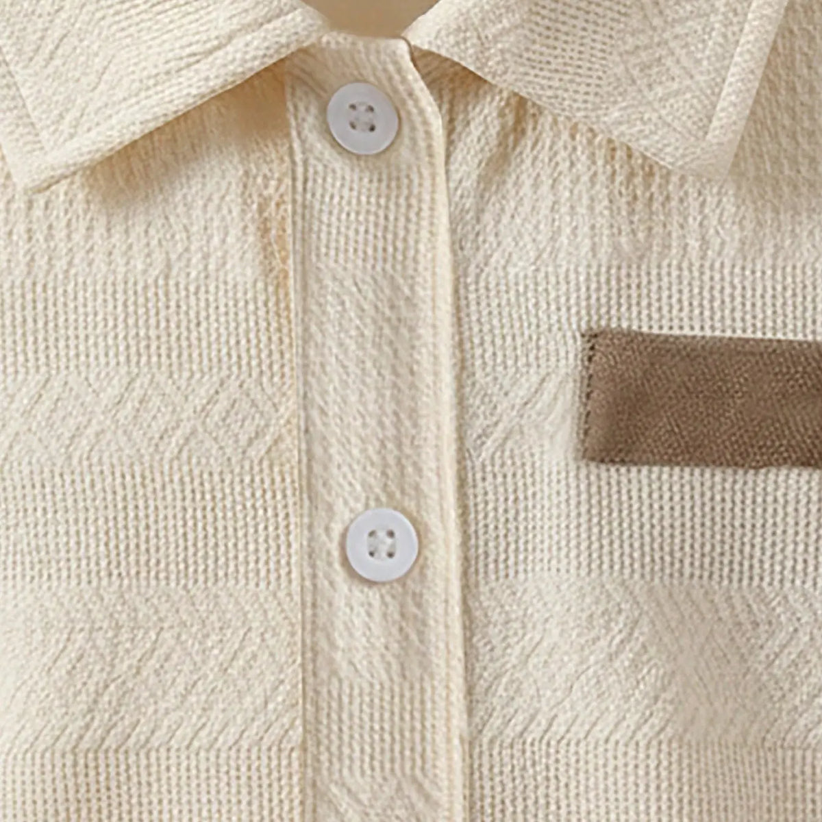 Boys' Summer Casual Two-Piece Set, Easy to Wear, Textured Lapel Pocket Shirt & Shorts, Ideal for School, Outdoor Activities, Daily Wear, Clothing Sets